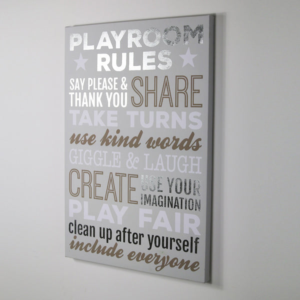 Playroom Rules - Silver/Grey