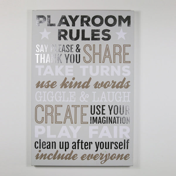 Playroom Rules - Silver/Grey